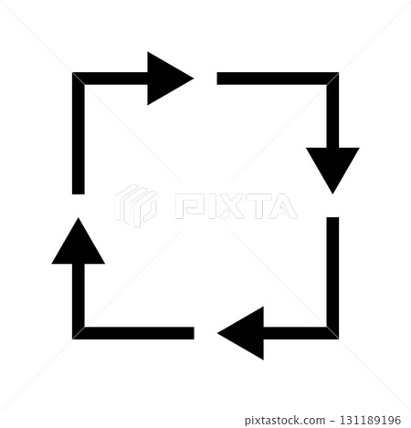 帶有四個黑色箭頭循環的正方形的向量插圖 帶有四個黑色箭頭循環的正方形的向量插圖 131189196