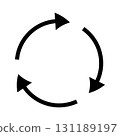 Vector illustration of a circle with three black arrows circulating 131189197