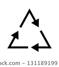 Vector illustration of a triangle with three black arrows circulating 131189199