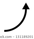 Vector illustration of a curved, rising arrow 131189201