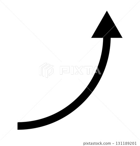 Vector illustration of a curved, rising arrow 131189201