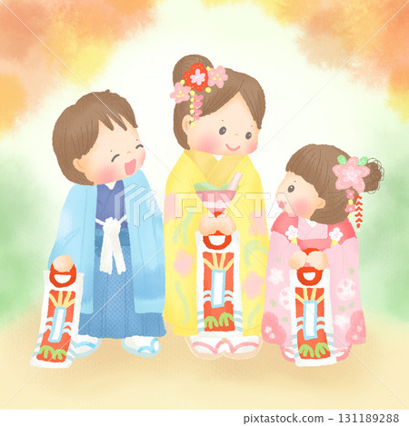 Shichigosan _ Brothers _ Sisters _. Autumn event illustration Shichigosan _ Brothers _ Sisters _. Autumn event illustration 131189288