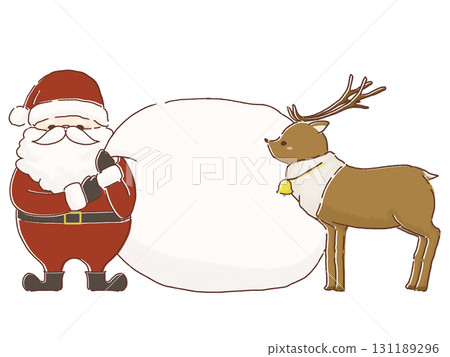 聖誕老人和他的馴鹿帶著一袋禮物的插圖 131189296