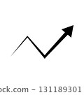 Vector illustration of a tapered black arrow zigzagging upwards 131189301