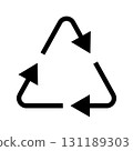 Vector illustration of a rounded triangle with three black arrows circulating 131189303