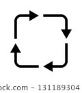 Vector illustration of a rounded rectangle with four black arrows circulating 131189304