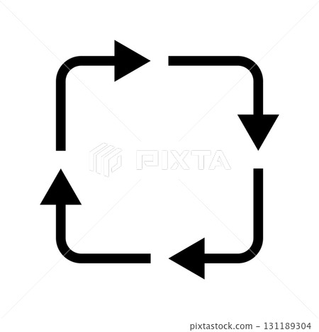 帶有四個黑色箭頭循環的圓角矩形的向量插圖 帶有四個黑色箭頭循環的圓角矩形的向量插圖 131189304
