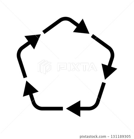 帶有五個黑色箭頭循環的圓形五邊形的向量插圖 帶有五個黑色箭頭循環的圓形五邊形的向量插圖 131189305
