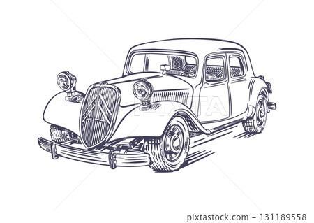 Retro car Citroen Traction Avant vector Retro car Citroen Traction Avant vector 131189558