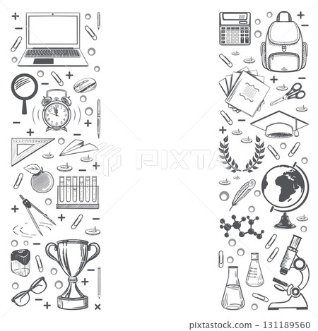 back to school vertical sketch chalk vector 131189560