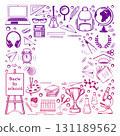 back to school square sketch chalk vector 131189562