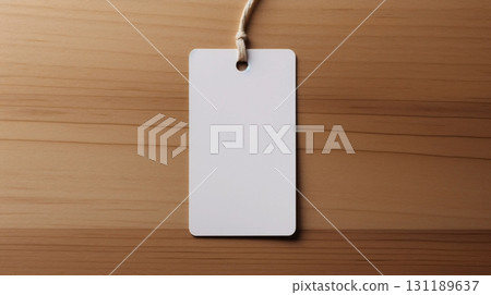 A white paper tag placed on the table 131189637
