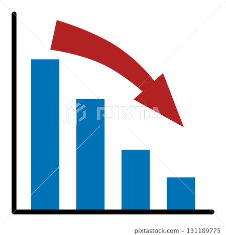 Descending bar graph and arrow 131189775