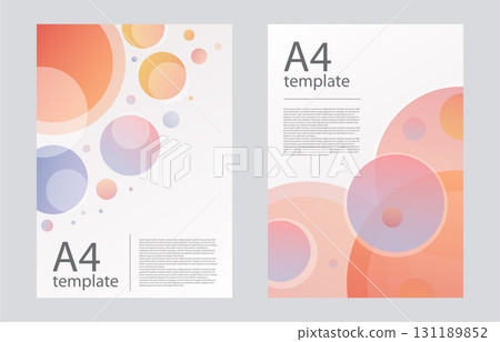 Two A4 document templates with colorful abstract circle patterns, modern abstract theme Two A4 document templates with colorful abstract circle patterns, modern abstract theme 131189852
