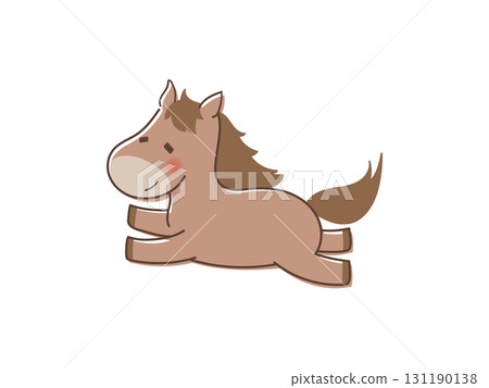 A simple, cute, and rough horse illustration 131190138