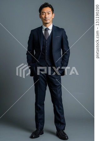 Full-body standing figure of a man in a suit 131190200