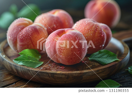 新鮮閃亮的粉紅色桃子 131190355