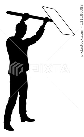 Protest Rally March Picket Sign Silhouette Person Protest Rally March Picket Sign Silhouette Person 131190388