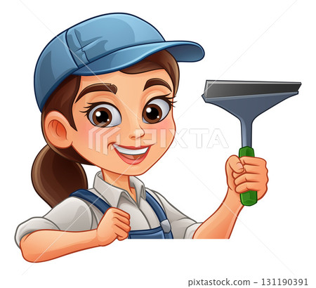 Woman Female Squeegee Window Cleaner 131190391