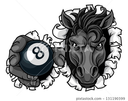 Horse Mustang Stallion Pool Billiards Sport Mascot Horse Mustang Stallion Pool Billiards Sport Mascot 131190399