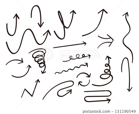 A set of simple arrow illustrations - thick lines and black A set of simple arrow illustrations - thick lines and black 131190549