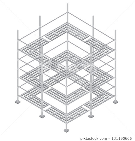 Scaffolding surrounding a building (isometric) Scaffolding surrounding a building (isometric) 131190666