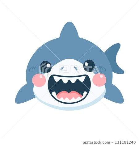 Illustration of Cute Cartoon Great White Shark Illustration of Cute Cartoon Great White Shark 131191240