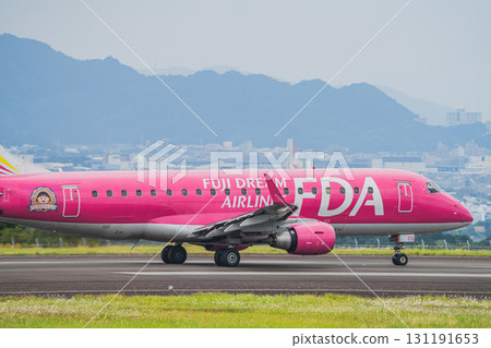 An airplane running on the runway at Mt. Fuji Shizuoka Airport in Makinohara City (Shizuoka Prefecture) 131191653