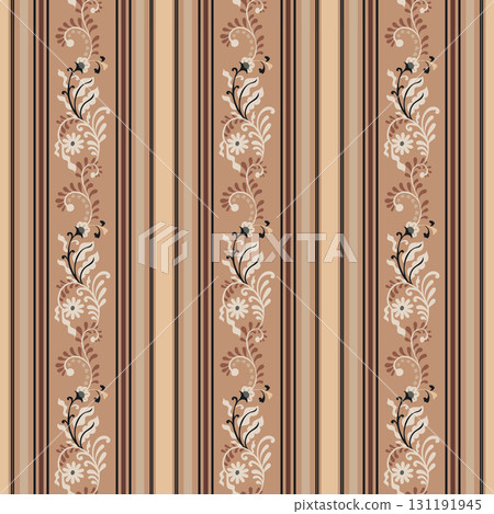 Ornamental Rust Striped Floral Motif Ornamental Rust Striped Floral Motif 131191945