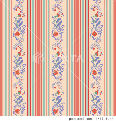 Striped Botanical Floral Seamless Pattern Striped Botanical Floral Seamless Pattern 131191972