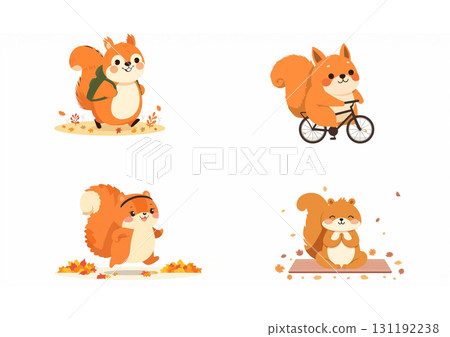 Autumn leaves and squirrel sports illustration / cute athletic character material (A4 (landscape)) Autumn leaves and squirrel sports illustration / cute athletic character material (A4 (landscape)) 131192238