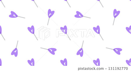 Seamless Purple Heart Lollipop Pattern 131192770