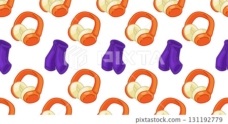 Cartoon earmuff mitten seamless pattern design 131192779