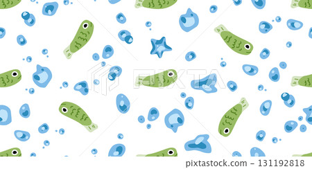 Seamless Green Fish Bubble Pattern Seamless Green Fish Bubble Pattern 131192818
