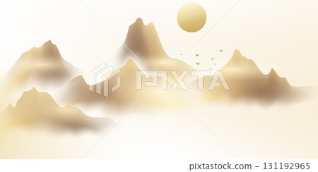Modern design vector illustration of beautiful Chinese ink landscape painting. Modern design vector illustration of beautiful Chinese ink landscape painting. 131192965