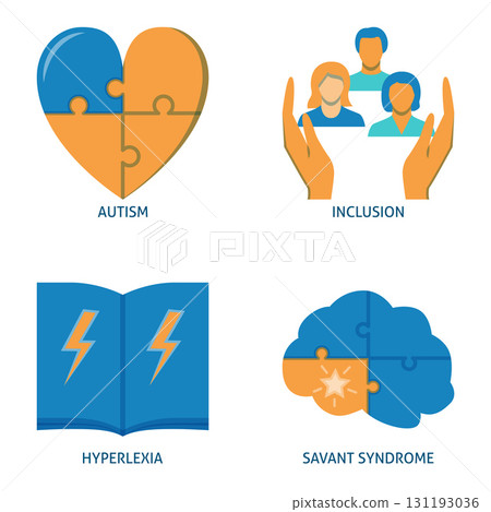 Neurodiversity symbols flat icon set 131193036