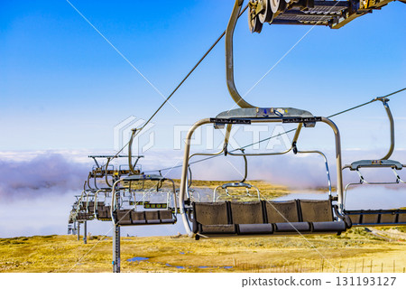 Chair lift in mountain, Serra da Estrela, Portugal Chair lift in mountain, Serra da Estrela, Portugal 131193127