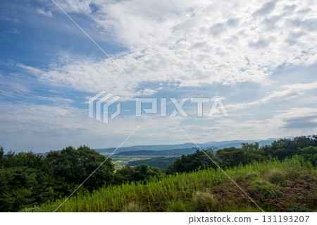 Beautiful late summer scenery of Mount Kumogaie in Kurayoshi city, Tottori prefecture, Japan Beautiful late summer scenery of Mount Kumogaie in Kurayoshi city, Tottori prefecture, Japan 131193207