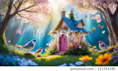 深林中一座僻靜的仙女屋 131193296