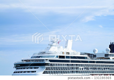 Morning at Miyako Port: Luxury cruise ship Asuka III arrives 131193303