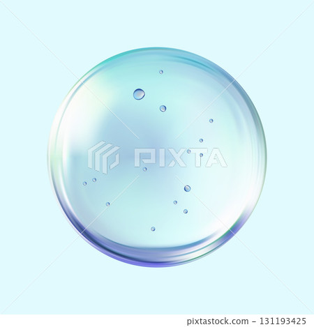 Realistic glossy glass ball.Abstract 3D light bubble with glare. 131193425