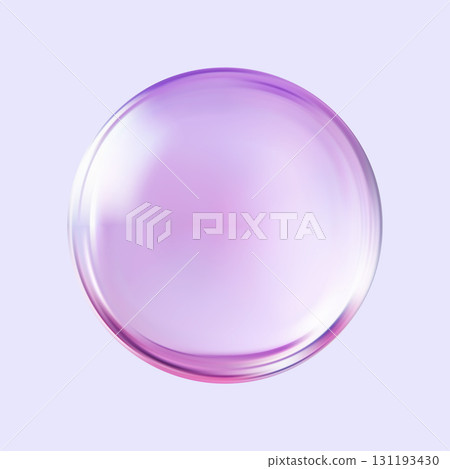 Realistic glossy glass ball.Abstract 3D light bubble with glare. 131193430