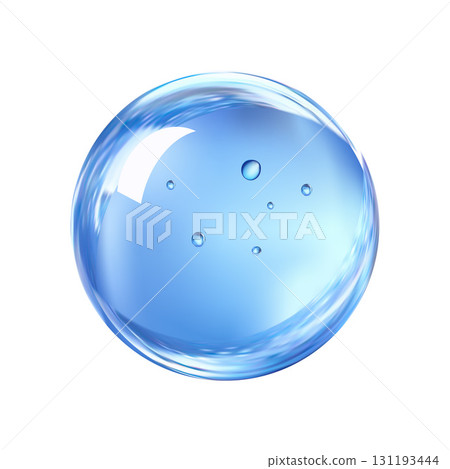 Realistic glossy glass ball.Abstract 3D light bubble with glare. 131193444
