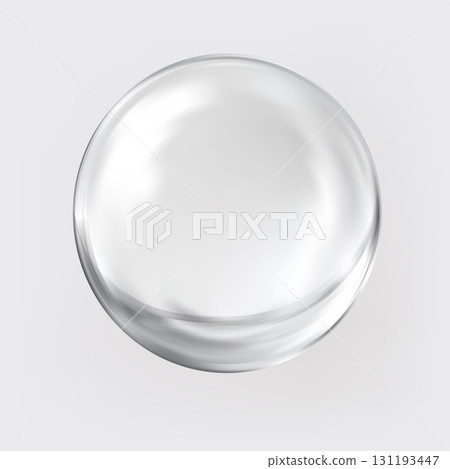 Realistic glossy glass ball.Abstract 3D light bubble with glare. 131193447