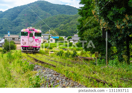 初秋時節,開往津山站的觀光列車「Sakubi Saku Raku 1」穿過下牧。岡山縣岡山市北區 初秋時節,開往津山站的觀光列車「Sakubi Saku Raku 1」穿過下牧。岡山縣岡山市北區 131193711