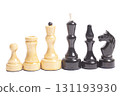 An element of a set of chess pieces. 131193930