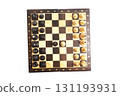 Chess board with chess pieces isolated on white 131193931