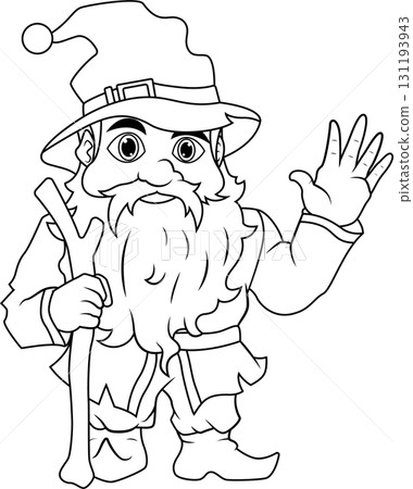 Friendly Wizard Greeting Line Art 131193943