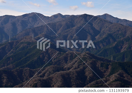 View from the observation deck at the summit of Mt. Butsuga in Tanzawa, Mt. Tanzawa and Mt. Hirugatake 131193979