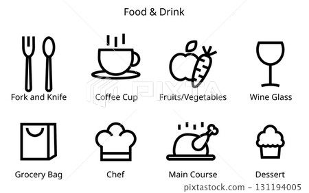 Food and Drink Line Icon Set. Food and Drink Line Icon Set. 131194005